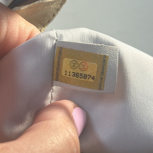 Used] CHANEL Paris Biarritz PM handbag tote bag canvas leather gray ivory/grey - Picture 13 of 16